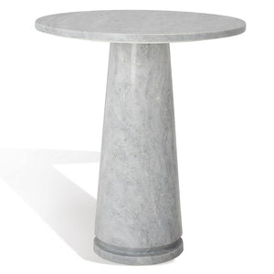 Safavieh Valentia Tall Round Marble Accent Table Light Grey Marble / Mdf  SFV9703A-2BX