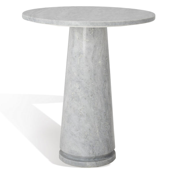 Safavieh Valentia Tall Round Marble Accent Table Light Grey Marble / Mdf  SFV9703A-2BX