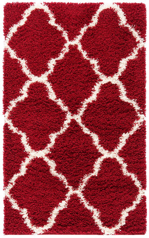 Sgd-Dallas Shag Dallas Shag 257 Shag & Flokati Power Loomed Polypropylene Pile Rug Red / Ivory