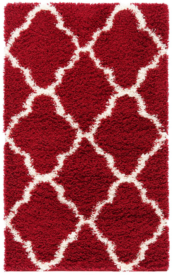 Sgd-Dallas Shag Dallas Shag 257 Shag & Flokati Power Loomed Polypropylene Pile Rug Red / Ivory