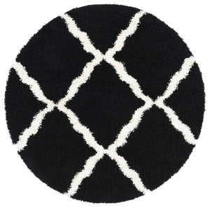 Sgd-Dallas Shag Dallas Shag 257 Shag & Flokati Power Loomed Polypropylene Pile Rug Black / Ivory