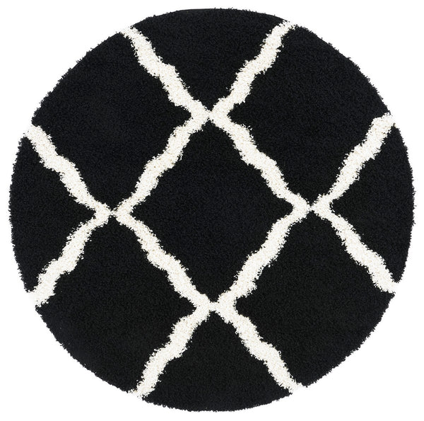 Sgd-Dallas Shag Dallas Shag 257 Shag & Flokati Power Loomed Polypropylene Pile Rug Black / Ivory