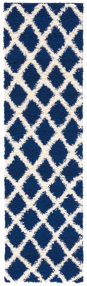 Sgd-Dallas Shag Dallas Shag 258 Shag & Flokati Power Loomed Polypropylene Pile Rug Navy / Ivory