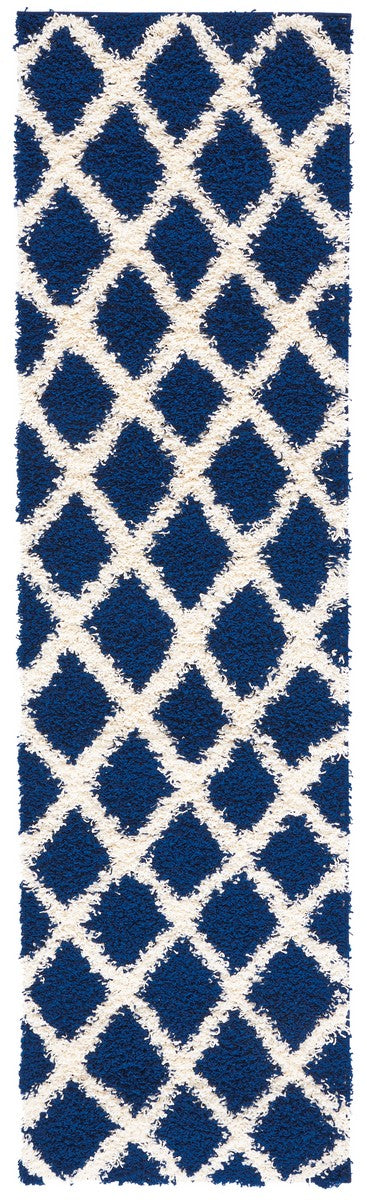 Sgd-Dallas Shag Dallas Shag 258 Shag & Flokati Power Loomed Polypropylene Pile Rug Navy / Ivory