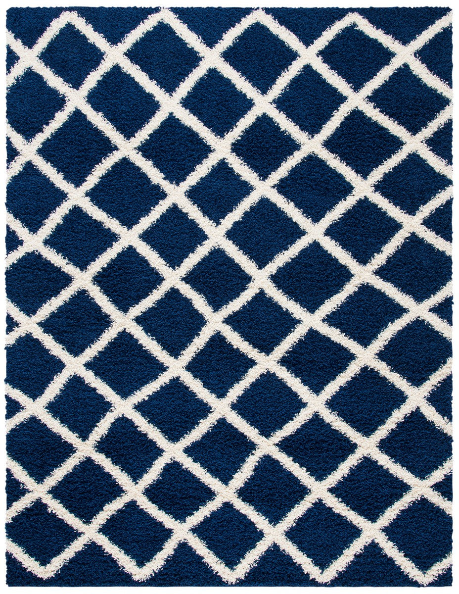 Sgd-Dallas Shag Dallas Shag 258 Shag & Flokati Power Loomed Polypropylene Pile Rug Navy / Ivory
