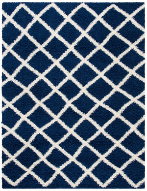 Sgd-Dallas Shag Dallas Shag 258 Shag & Flokati Power Loomed Polypropylene Pile Rug Navy / Ivory