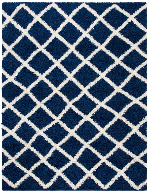Sgd-Dallas Shag Dallas Shag 258 Shag & Flokati Power Loomed Polypropylene Pile Rug Navy / Ivory