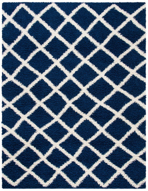 Sgd-Dallas Shag Dallas Shag 258 Shag & Flokati Power Loomed Polypropylene Pile Rug Navy / Ivory