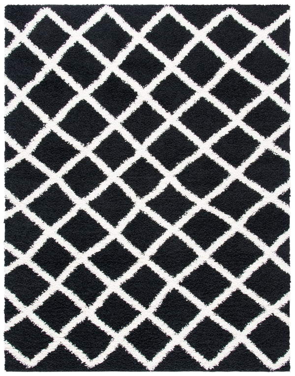 Sgd-Dallas Shag Dallas Shag 258 Shag & Flokati Power Loomed Polypropylene Pile Rug Black / Ivory