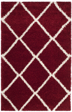 Hudson Shag 281 Shag Power Loomed Polypropylene Rug Red / Ivory