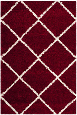 Hudson Shag 281 Shag Power Loomed Polypropylene Rug Red / Ivory