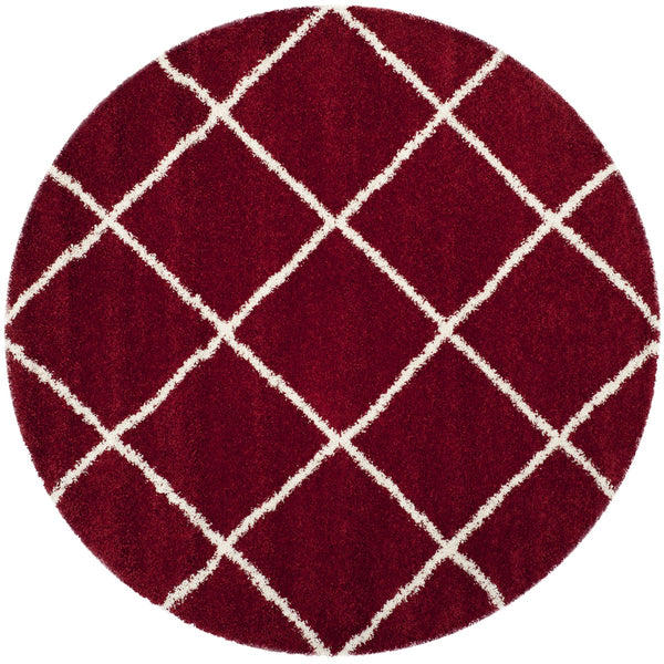 Hudson Shag 281 Shag Power Loomed Polypropylene Rug Red / Ivory