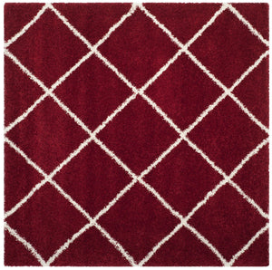 Hudson Shag 281 Shag Power Loomed Polypropylene Rug Red / Ivory