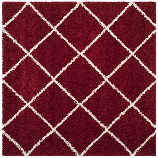 Hudson Shag 281 Shag Power Loomed Polypropylene Rug Red / Ivory