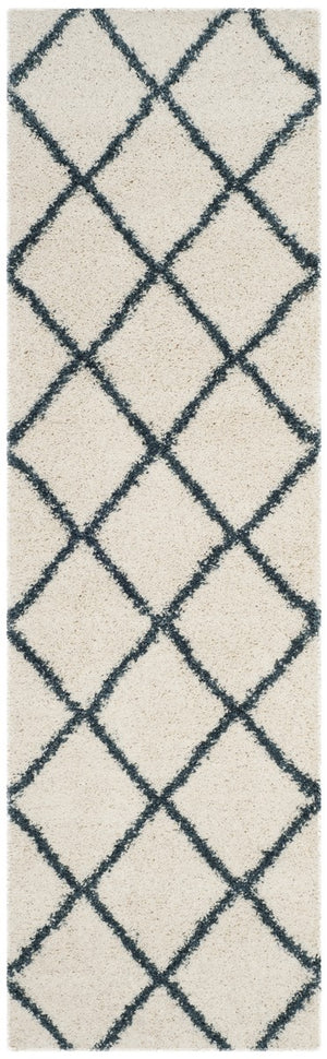Hudson Shag 281 Shag Power Loomed Polypropylene Rug Ivory / Slate Blue