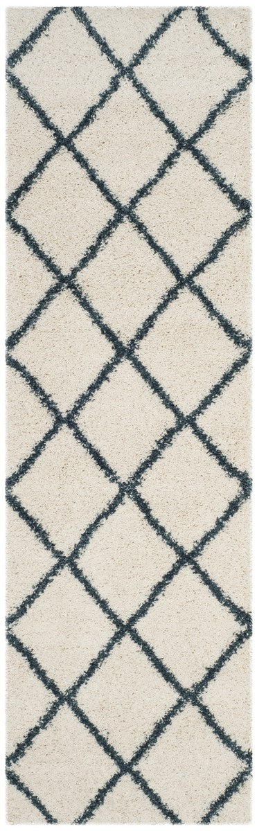 Hudson Shag 281 Shag Power Loomed Polypropylene Rug Ivory / Slate Blue