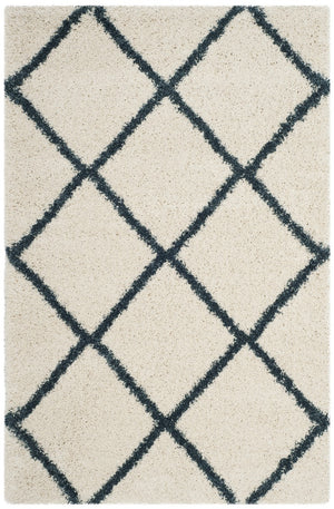 Hudson Shag 281 Shag Power Loomed Polypropylene Rug Ivory / Slate Blue