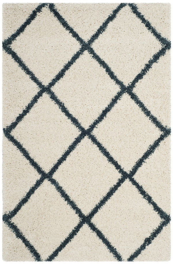 Hudson Shag 281 Shag Power Loomed Polypropylene Rug Ivory / Slate Blue