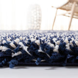 Hudson Shag 295 Shag Power Loomed Polypropylene Rug Navy / Ivory