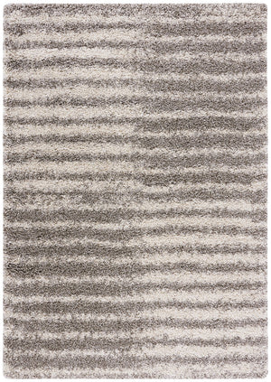 Hudson Shag 298 Shag Power Loomed Polypropylene Rug Grey / Ivory