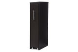 Baxton Studio Lindo Dark Brown Wood Bookcase with One Pulled-out Door Shelving Cabinet