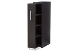 Baxton Studio Lindo Dark Brown Wood Bookcase with One Pulled-out Door Shelving Cabinet