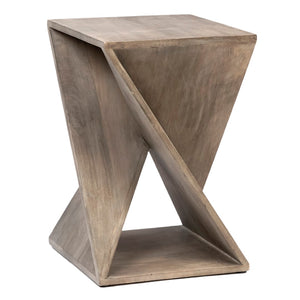 Dovetail Prado 16" Square Twisted Mango Wood Side Table in a Grey Wash Finish SHR122