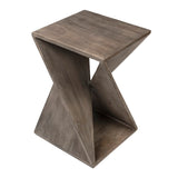 Dovetail Prado 16" Square Twisted Mango Wood Side Table in a Grey Wash Finish SHR122