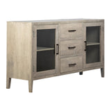 Dovetail Harlow 78" Tall Grey Wash Acacia and Glass Display Cabinet SHR176