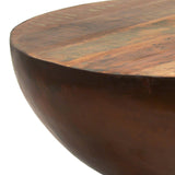 Dovetail Layshia Reclaimed Mango and Antique Iron 36" Round Half Globe Coffee Table SHR81