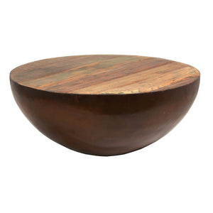 Dovetail Layshia Reclaimed Mango and Antique Iron 36" Round Half Globe Coffee Table SHR81