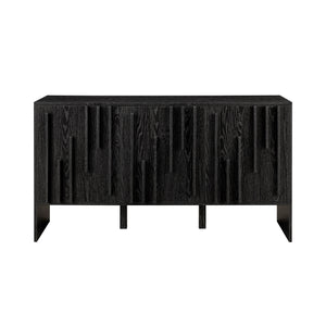 Walker Edison Silas Deco/Contemporary 55" 3-Door Vertical Detail Sideboard SILD5DBL
