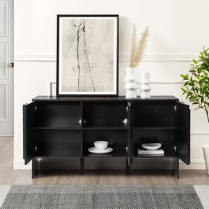 Walker Edison Silas Deco/Contemporary 55" 3-Door Vertical Detail Sideboard SILD5DBL