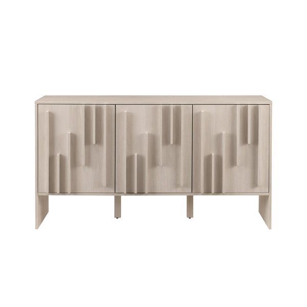 Walker Edison Silas Deco/Contemporary 55" 3-Door Vertical Detail Sideboard SILD5DIO