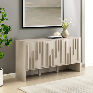 Walker Edison Silas Deco/Contemporary 55" 3-Door Vertical Detail Sideboard SILD5DIO