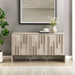 Walker Edison Silas Deco/Contemporary 55" 3-Door Vertical Detail Sideboard SILD5DIO