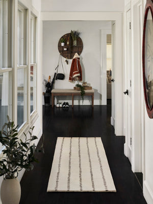 Momeni Simba SIM-1 Hand Tufted Contemporary Striped Indoor Area Rug Ivory 2'6" x 8' Runner SIMBASIM-1IVY2680
