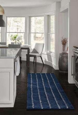 Momeni Simba SIM-1 Hand Tufted Contemporary Striped Indoor Area Rug Navy 2'6" x 8' Runner SIMBASIM-1NVY2680