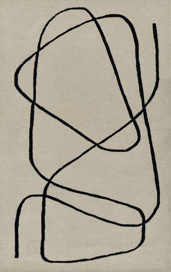 Momeni Simba SIM-8 Hand Tufted Contemporary Geometric Indoor Area Rug Ivory 9' x 12' SIMBASIM-8IVY90C0