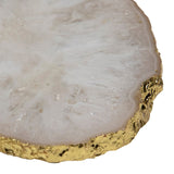 Dovetail Orlando Round Natural Agate Coasters with Gold Edge Accents, Set of 4 SK009