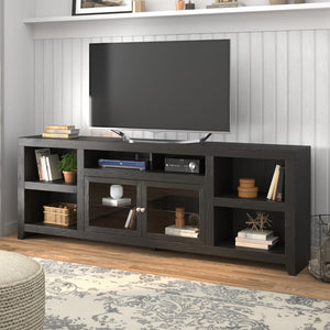 Legends Furniture Contemporary Modern Oak TV Stand for TV's up to 100 Inches, Black SK1595.MOC