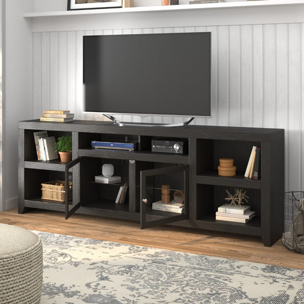 Legends Furniture Contemporary Modern Oak TV Stand for TV's up to 100 Inches, Black SK1595.MOC