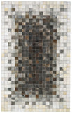 Estelle Mosaic Leather Cowhide Rug, Gray/Brown, 9ft x 12ft Area Rug