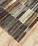 Estelle Modern Tiled Leather Cowhide Rug, DarkGray /Brown, 9ft x 12ft Area Rug