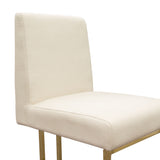 Set of (2) Skyline Dining Chairs in Cream Fabric w/ Polished Gold Metal Frame by Diamond Sofa