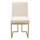 Set of (2) Skyline Dining Chairs in Cream Fabric w/ Polished Gold Metal Frame