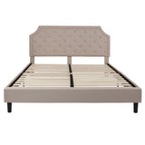 English Elm EE2481 Transitional Upholstered Platform Bed Beige EEV-16039