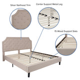 English Elm EE2481 Transitional Upholstered Platform Bed Beige EEV-16039