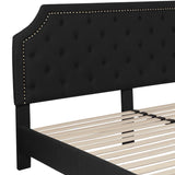 English Elm EE2481 Transitional Upholstered Platform Bed Black EEV-16040