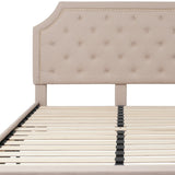 English Elm EE2481 Transitional Upholstered Platform Bed Beige EEV-16043